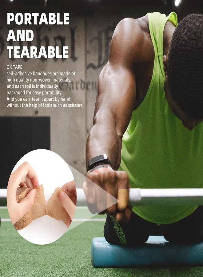 اوك تيب ضمادات لاصقة ذاتية من OK TAPE، عبوة من 24 قطعة، شريط لاصق غير منسوج للضمادات الرياضية، شريط ضمادات بيطرية، للإبهام والأصابع والمعصم والكاحل (بيج) - Image 4